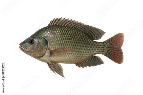 Photography Fresh Nile tilapia fish isolated on white background