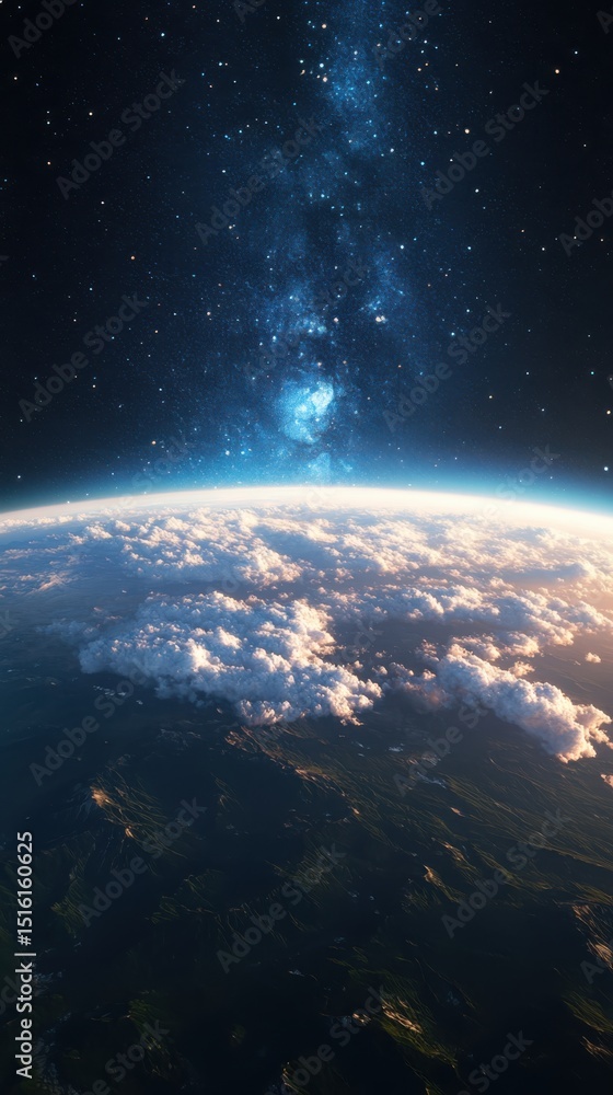 Obraz premium Exploring celestial views of earth space digital art cosmic environment aerial perspective universal concept