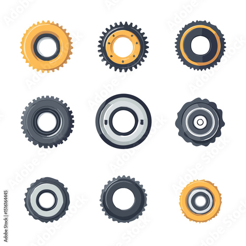 My Simple flat 2D icon, bearings set isolated on a transparent background, vector, flat design, animation design, simple flat 2D icon, minimalist design, clipart. eps