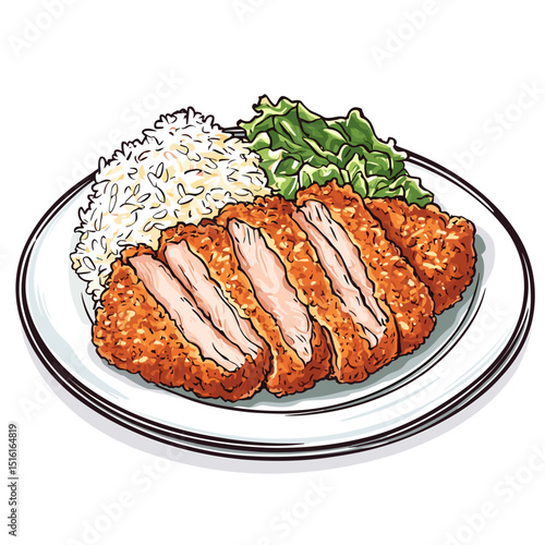 Crispy Tonkatsu Cutlet with Cabbage and Greens