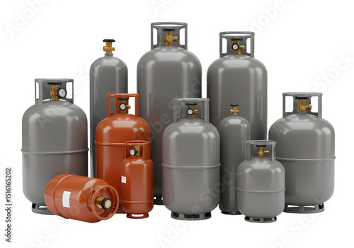 Propane Tanks Variety of Sizes and Types isolated on transparent baackground