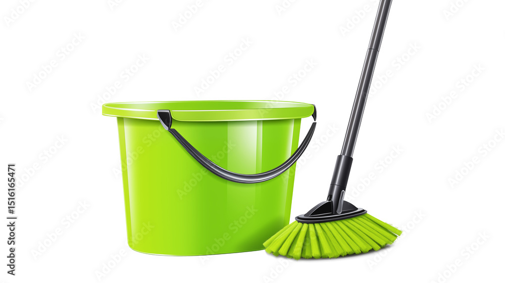 Bright Green Cleaning Bucket and Mop for Spring Cleaning Supplies Bright Green Cleaning Bucket and Mop for Spring Cleaning Supplies