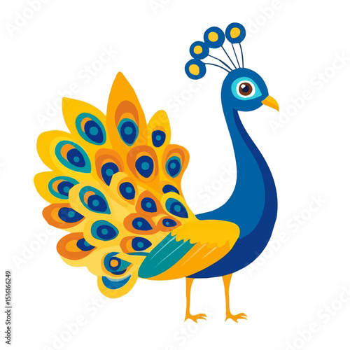 My Simple flat 2D icon, peacock isolated on a transparent background, vector, flat design, animation design, simple flat 2D icon, minimalist design, clipart. eps