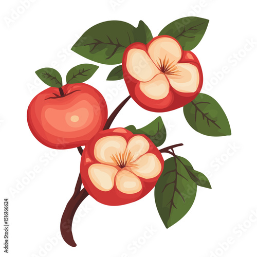 My Simple flat 2D icon, rose apples bunch isolated on a transparent background, vector, flat design, animation design, simple flat 2D icon, minimalist design, clipart. eps