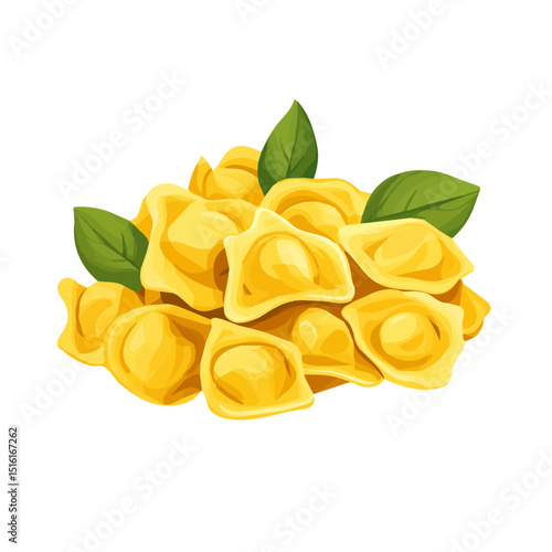 My Simple flat 2D icon, tortellini bunch isolated on a transparent background, vector, flat design, animation design, simple flat 2D icon, minimalist design, clipart. eps