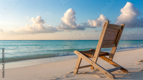 Summer beach with chair and towel