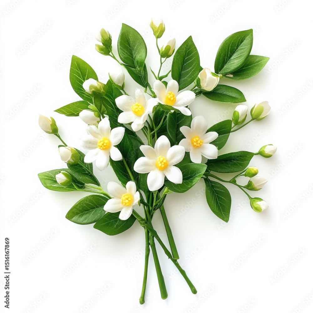 Fototapeta premium Floral arrangement with blossoms on a white background