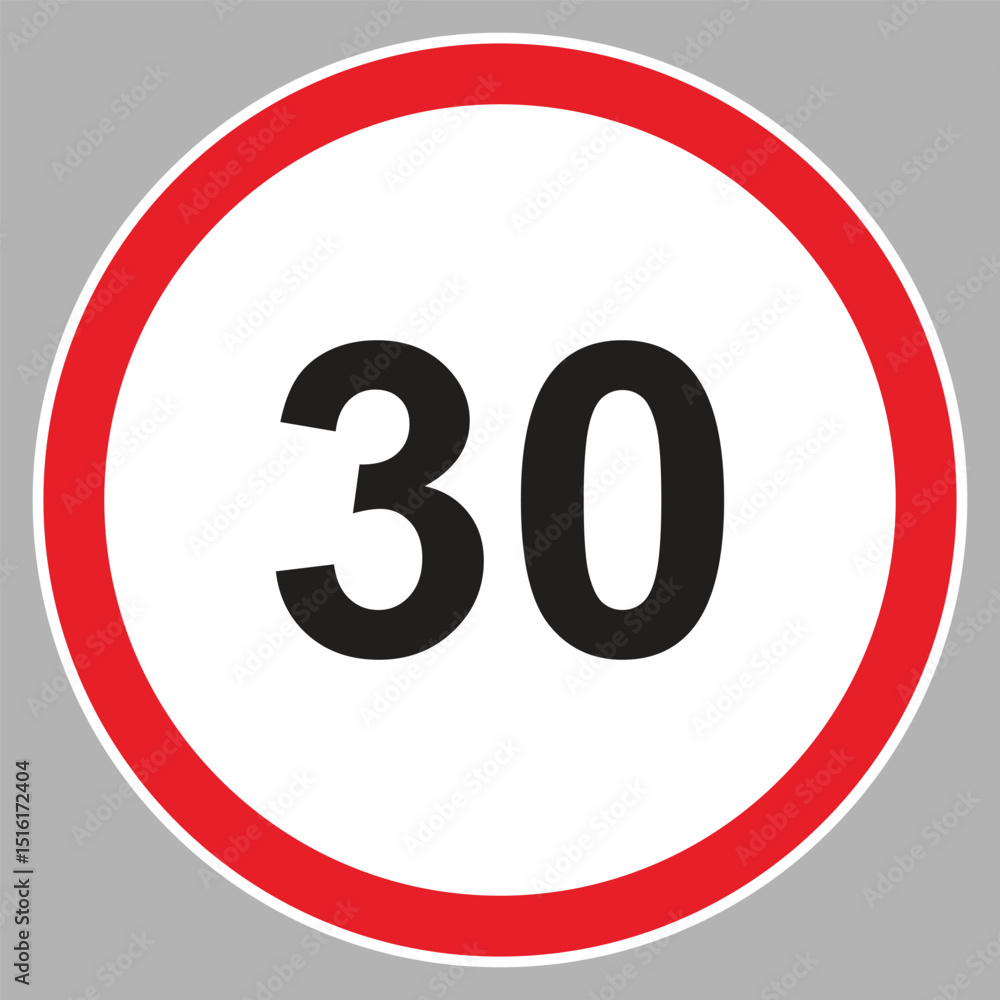 Speed Limit Sign Set. Set of generic speed limit signs with black number and red circle. Speed Limit Sign Set. Set of generic speed limit signs with black number and red circle.