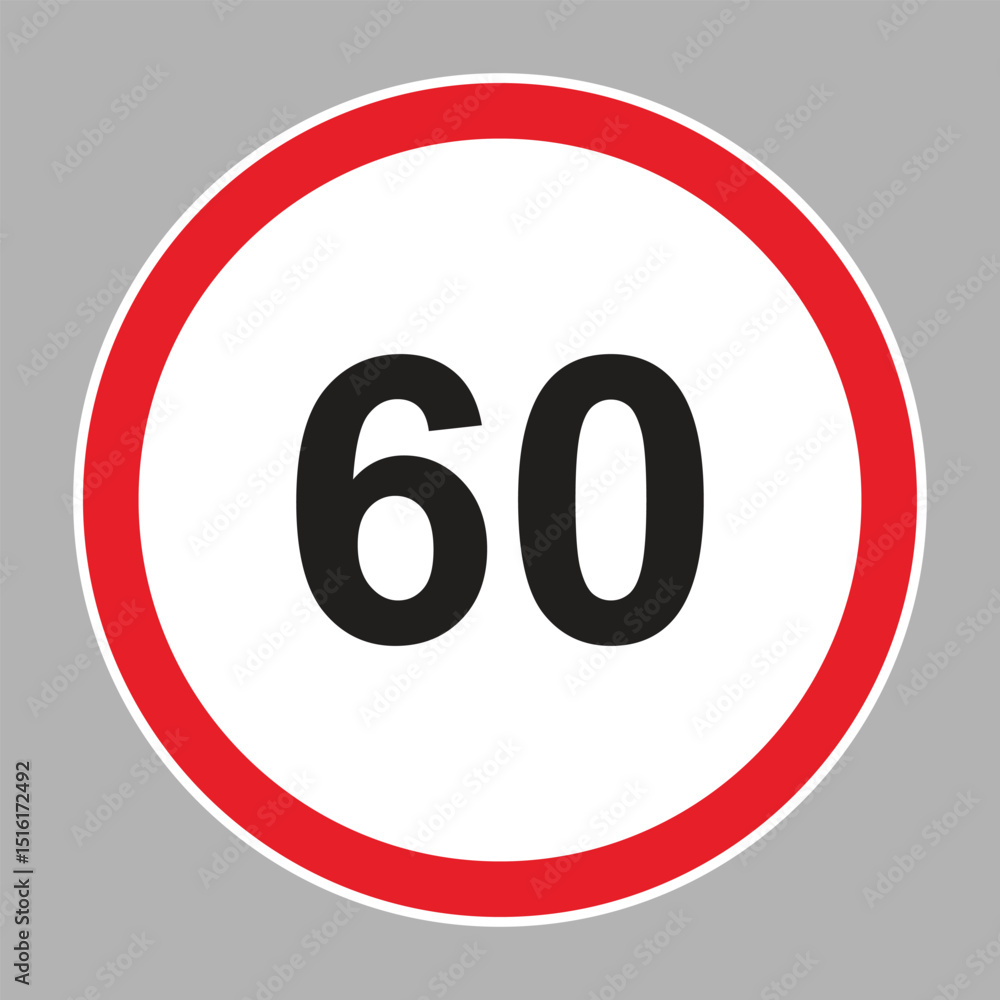 Speed Limit Sign Set. Set of generic speed limit signs with black number and red circle. Speed Limit Sign Set. Set of generic speed limit signs with black number and red circle.
