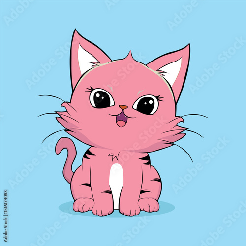 anime cartoon characters cute cats in spring pictures, happy cute, art, animals, kittens, pets, graphics, cats
