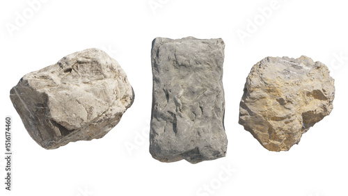 stone set isolated on transparant background. 3d rendering