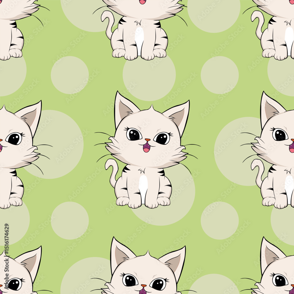 Obraz premium Seamless Pattern with cute cartoon kitty