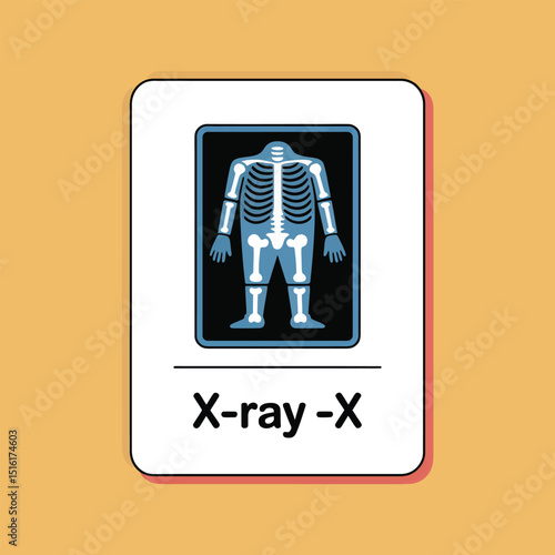 Simplified illustration of an x-ray scan showing human skeleton anatomy for medical and healthcare educational purposes for medical and education