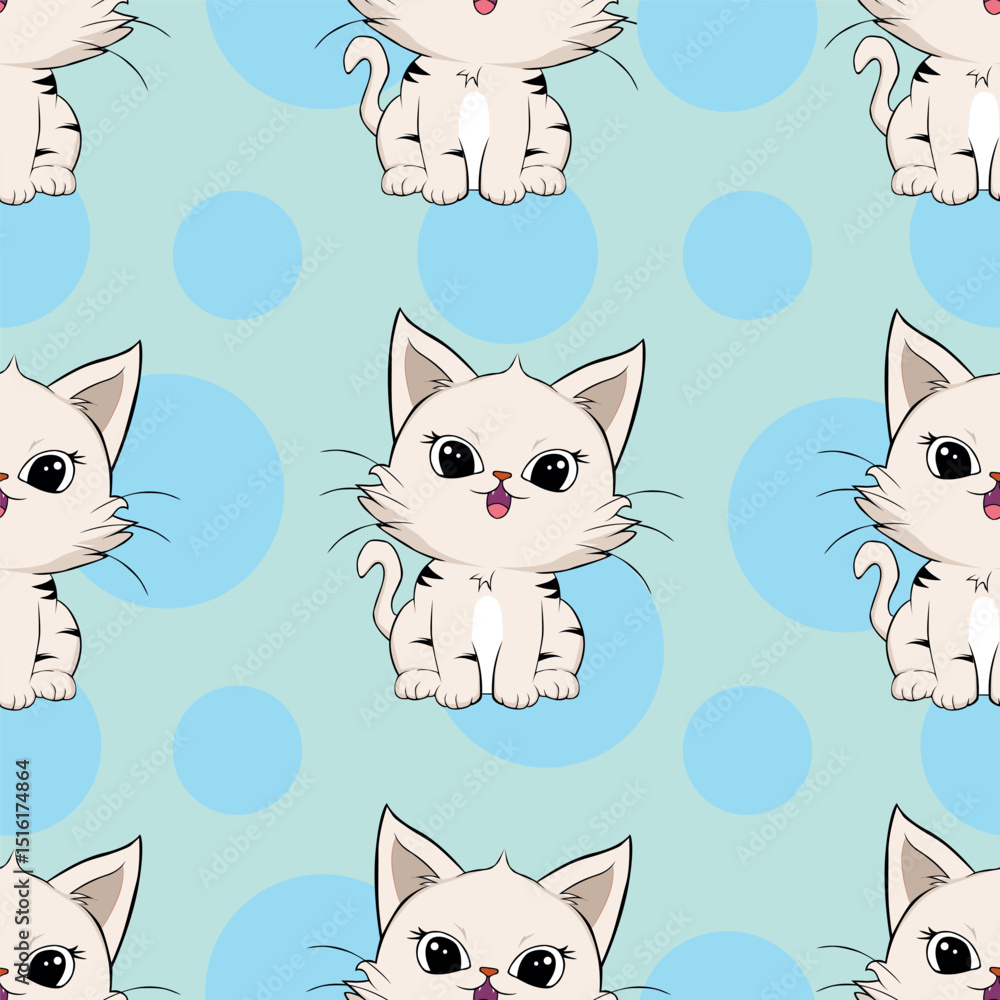 Seamless Pattern with cute cartoon kitty Seamless Pattern with cute cartoon kitty
