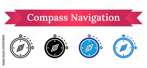 Simple compass symbol for orientation, navigation, and direction