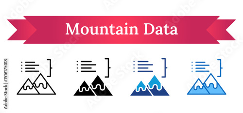 Mountain range with data chart representing geographical terrain analysis