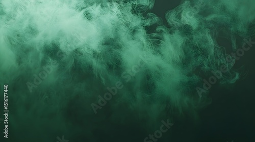 Abstract Green Smoke Texture Background Emerald Vapor Cloud
