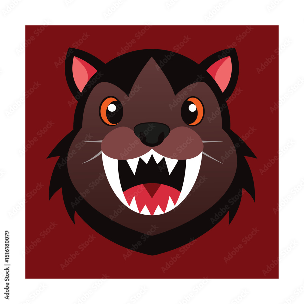 Fototapeta premium Monsterized Hamster Head with Fangs