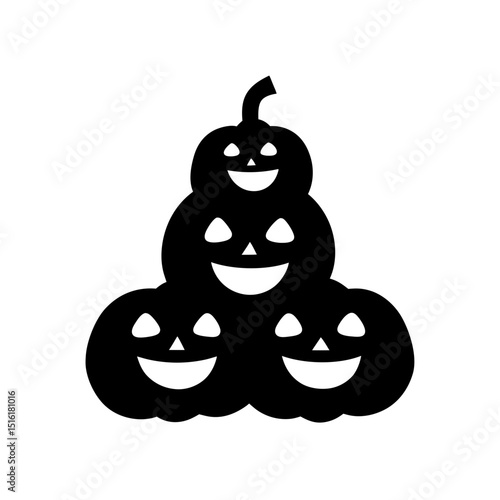 Happy Pumpkin Stack with Faces Explore Festive Halloween Decoration Design