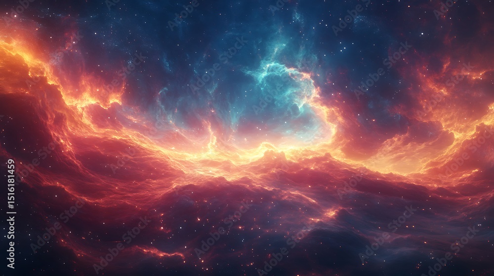 Vibrant cosmic nebula tapestry with swirling celestial hues and starlight display Vibrant cosmic nebula tapestry with swirling celestial hues and starlight display