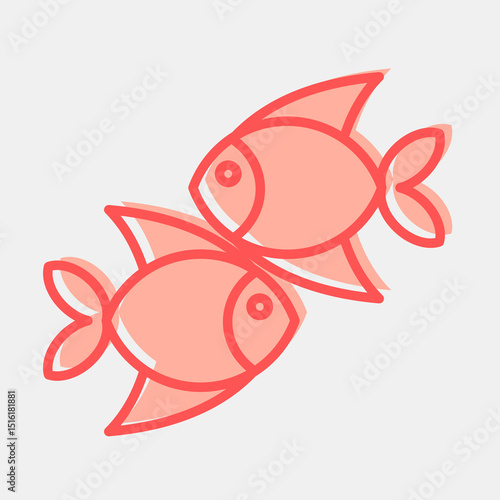 Icon pisces the fishes. Zodiac horoscope elements. Icon in two tone style.