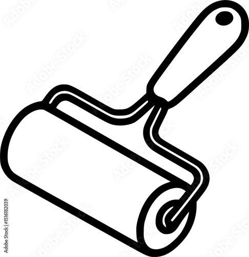 Lint roller, adhesive roller dust, pet hair cleaning, remove from sign, symbol, vector, art