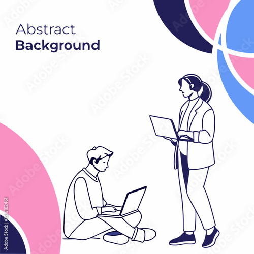 Minimal abstract background with soft gradients in blue and pink, modern fluid shapes, suitable for tech 