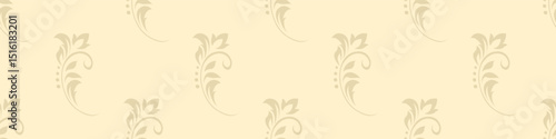 Vintage seamless plant pattern of beige stylized leaves, flowers and curls. Retro style. Vector backdrop, texture for victorian wallpapers, wrapping paper, fabric