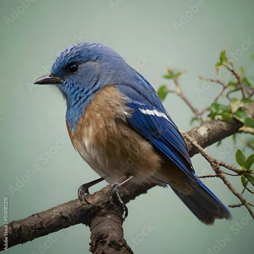 A small blue bird with vibrant feathers, bright eyes, and a cheerful song, symbolizing freedom, happiness, and the beauty of nature.