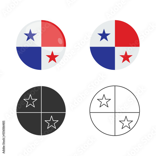 Panama Flag Icon Set Vector Design.