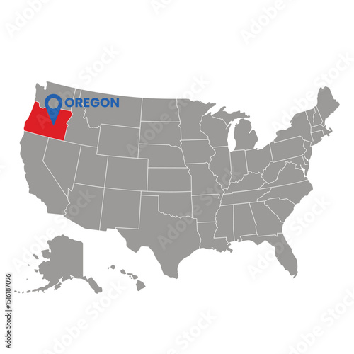 Wallpaper Mural Oregon is marked in red on a USA map illustration perfect for travel guides and educational purposes. Torontodigital.ca