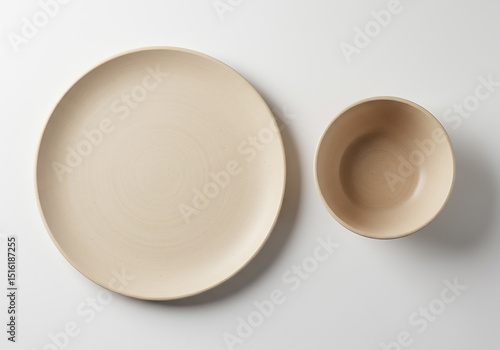 Elegant Beige Dinnerware Set Sustainable Plate and Bowl for Minimalist Table Setting