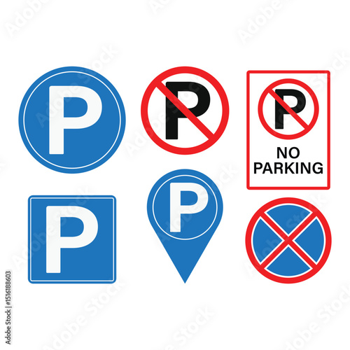 Free Download Parking And No Parking Sign Icon Set Vector Design.  - GFXLoad