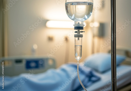 Hospital Room IV Drip Medical Treatment and Patient Care