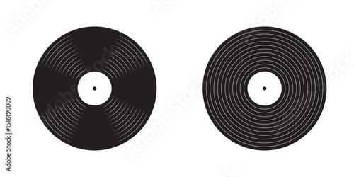 Old school vinyl records DJ turntable set Vintage LP music discs for disco or techno party Nostalgia 70s 80s 90s theme Vector art isolated