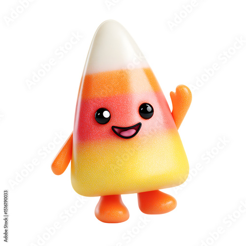 Cute Candy Corn Character on Halloween Celebration Transparent Background Isolated PNG