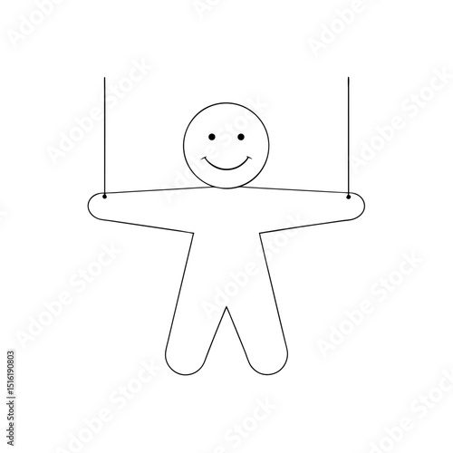 A Marionette Toy A Puppet Controlled By Strings On An Isolated White Background