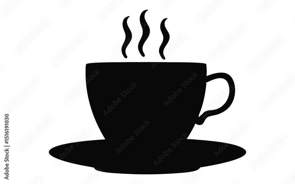 Hot cup of coffee or tea vector silhouette Hot cup of coffee or tea vector silhouette