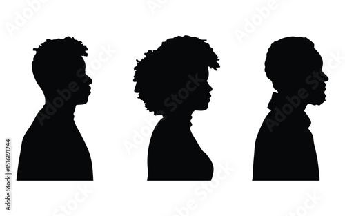 Black people face profile vector silhouette