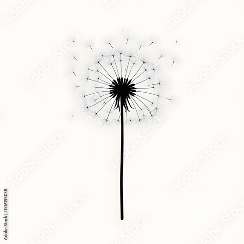 Wallpaper Mural Elegant Bold Flat-Style Dandelion Silhouette 2D Vector Design Featuring Seamless Transparent White Background for Digital Graphics Torontodigital.ca