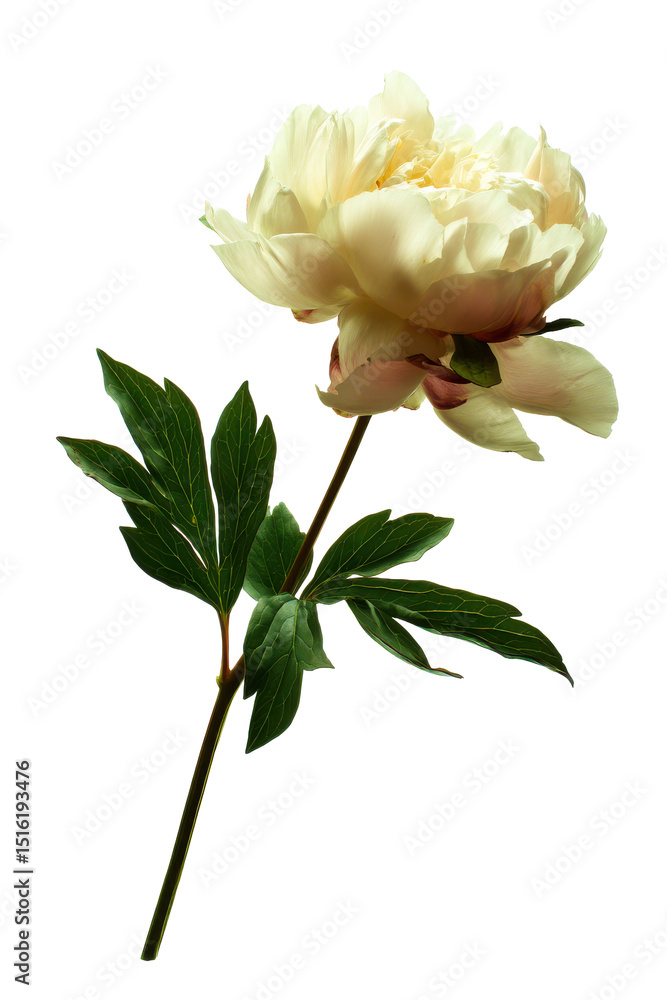 Obraz premium Delicate Cream Peony Blossom Isolated Floral Elegance for Botanical Designs and Artistic Compositions