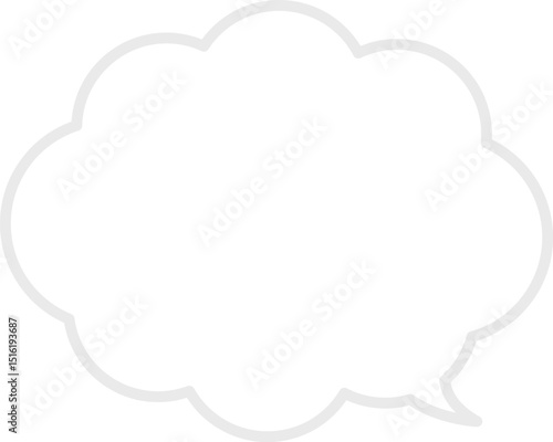 もこもこした雲の形のグレーの線の吹き出し