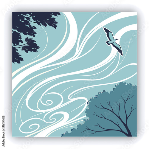 A wide shot of a vibrant, light blue sky filled with wispy, feathery clouds.  The clouds are various shades of white and light blue, with delicate, flowing lines and patterns.  The clouds appear to be