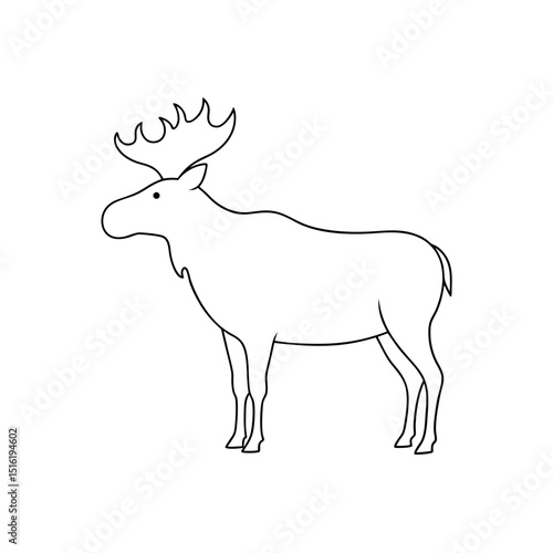 A Bull Moose A Large Male Moose With Impressive Antlers On A White Floor