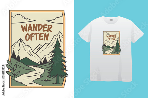 Camping T-Shirt Design – Outdoor Adventure, Nature Exploration, and Wilderness Graphic Tee,