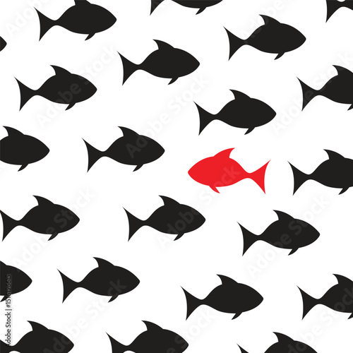 Fish Opposite Direction vector illustration