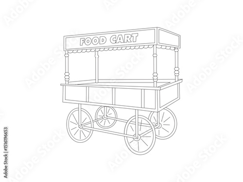 Food cart thela Drawing - Cart For Colouring