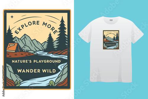 Camping T-Shirt Design – Outdoor Adventure, Nature, and Wilderness Exploration Graphic Tee,