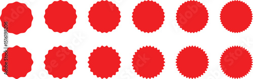 Red starburst sticker set. Special offer price tag. Price sticker, sale sticker, starburst, quality mark, retro silhouette. Sunburst retro sale badge, quality signs, sale icons. star blank label