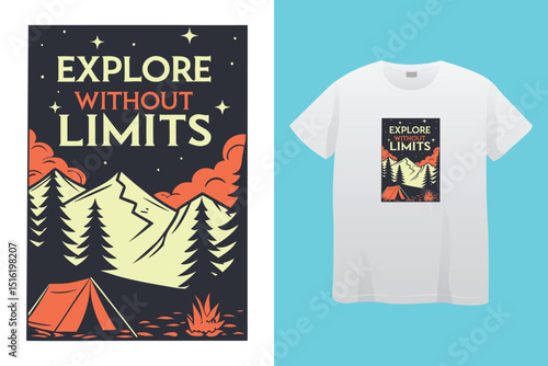 Camping T-Shirt Design – Outdoor Adventure, Nature, and Wilderness Exploration Graphic Tee,